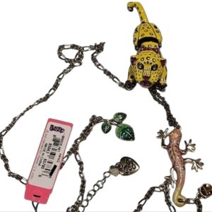 🐯Betsey VIVA LA BETSEY Articulating Tiger Lizard Pendant Necklace - NWT